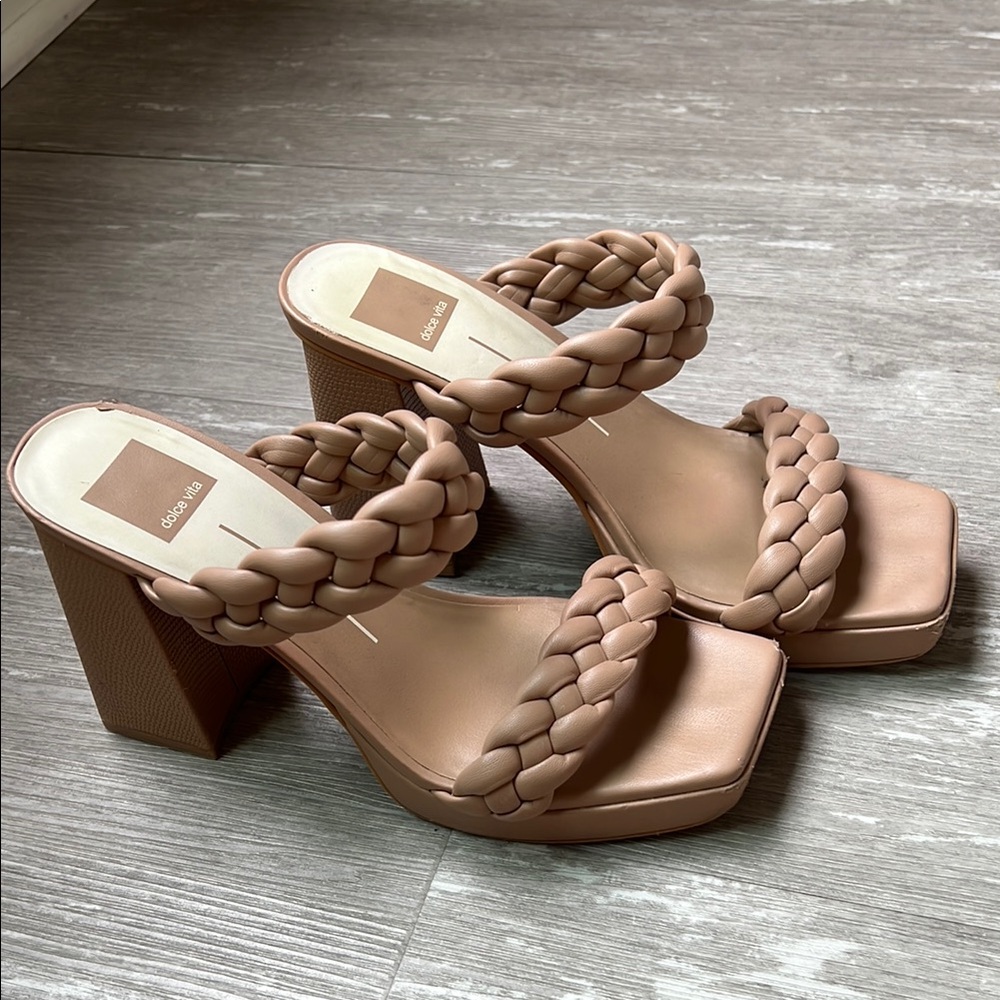 Dolce Vita Women's Tan Braided Heeled Sandals